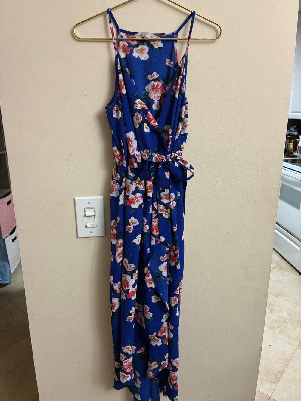 Dream of Me Royal Blue Floral Wrap High-Low Dress